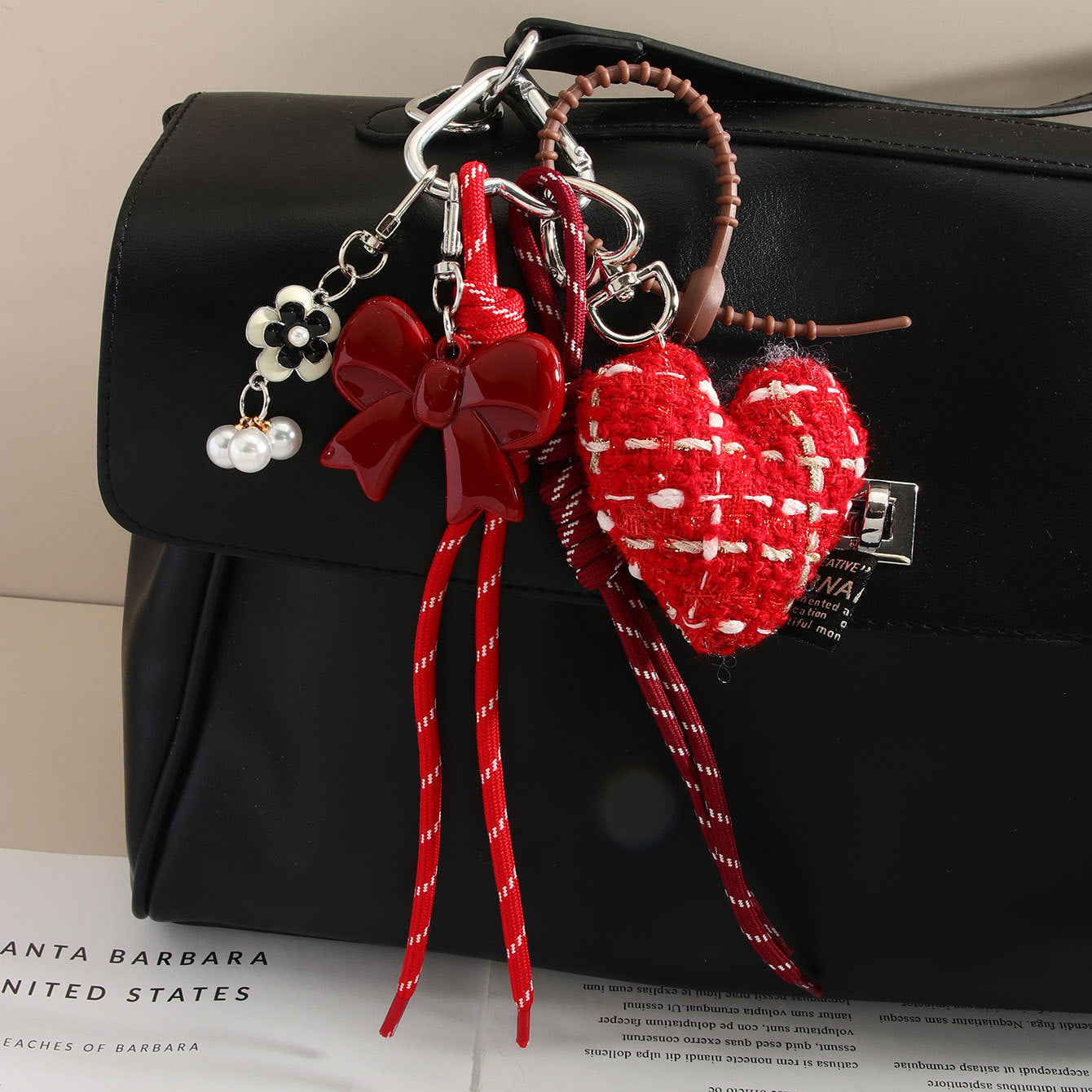 Wholesale Fabric heart and bowknot woven rope keychain