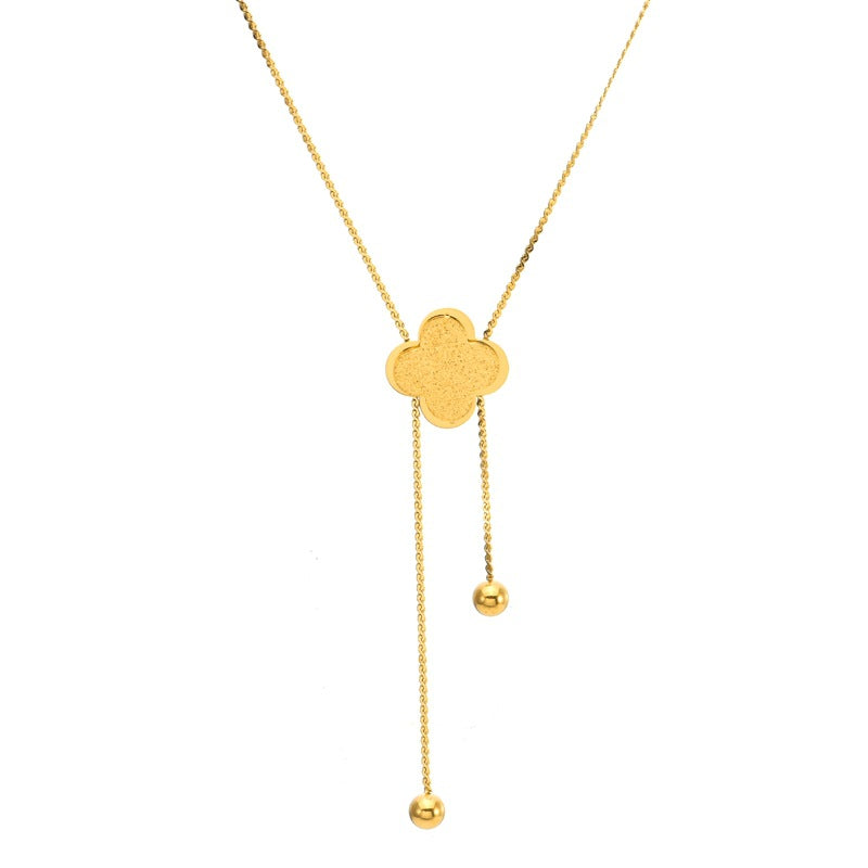 Wholesale Titanium Steel Four-Leaf Clover Necklace ACCVIP