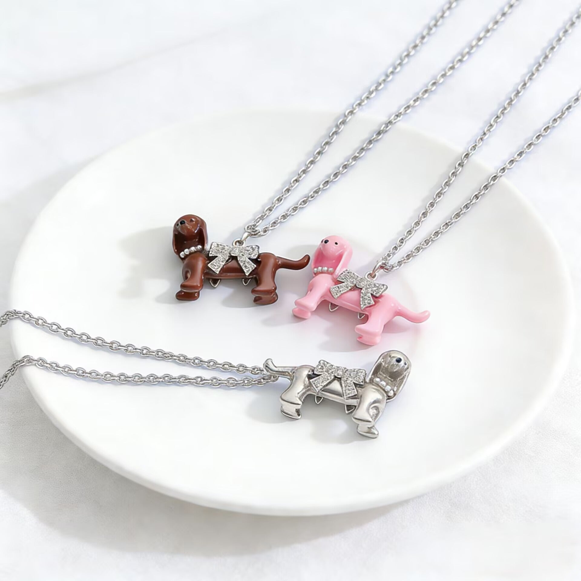 Wholesale Cute puppy bow necklace