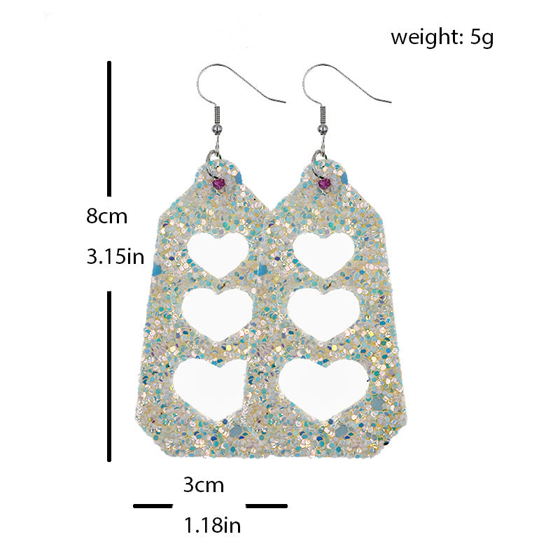 Wholesale Double Layer Love Pendant Leather Valentine's Day Earrings