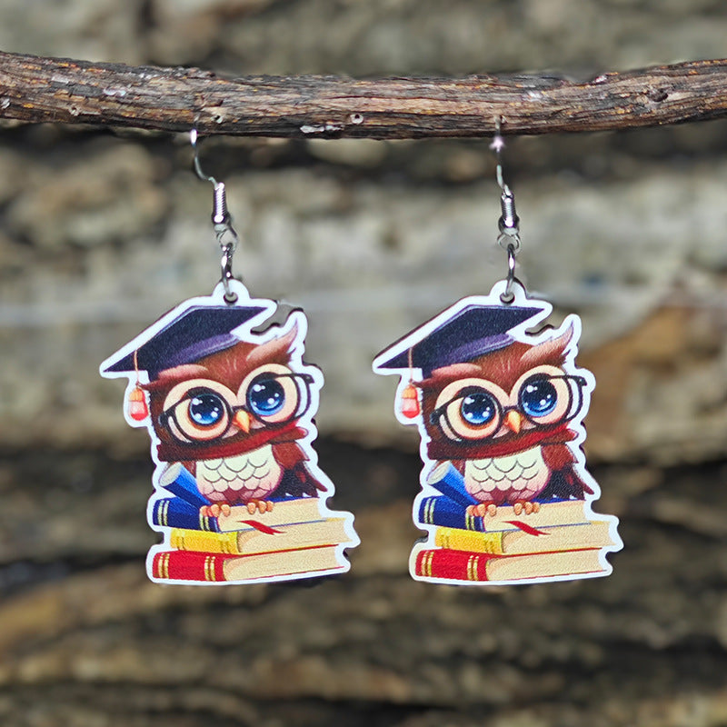 Wholesale Academy Style Earrings Graduation Season Creative Owl Earrings