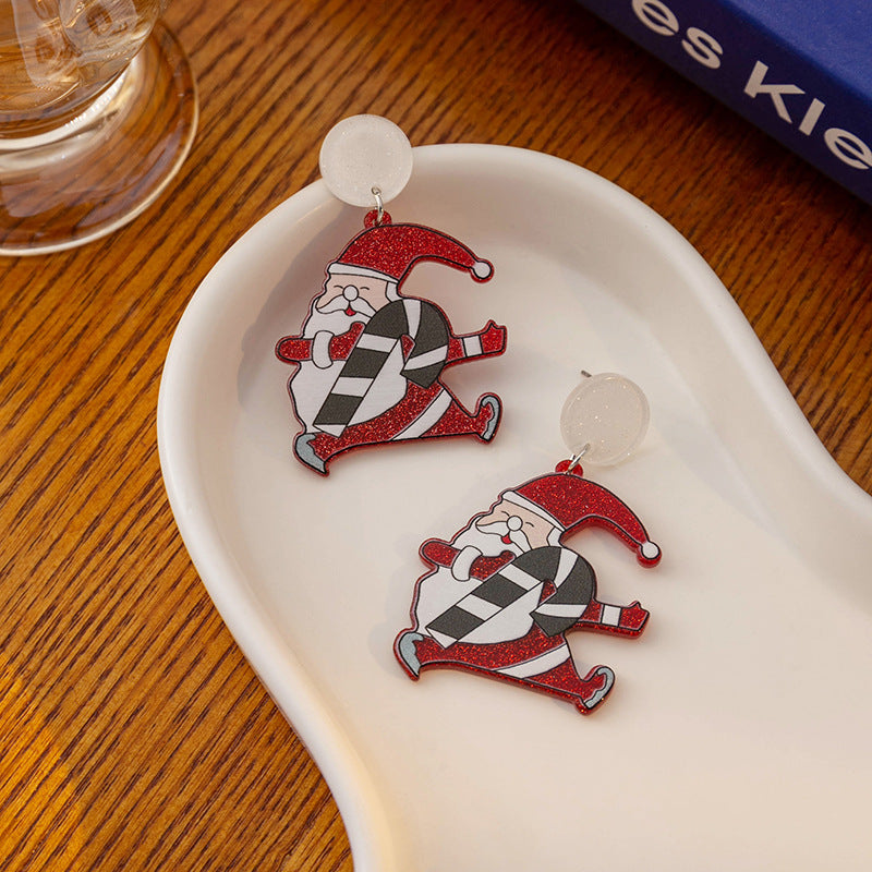 Wholesale Christmas Acryllic Card Claus Santa Earrings ACC-ES-MDD069