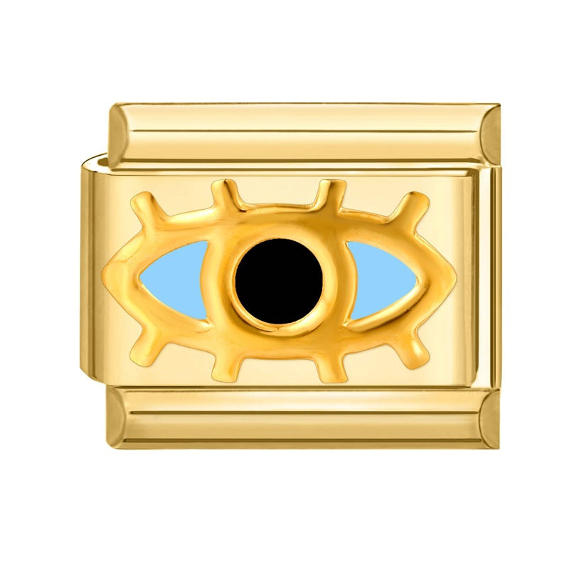 Wholesale Italian Charm Bracelet 9mm DIY Splicing Gold Creative Pattern Stainless Steel Composable Bracelet