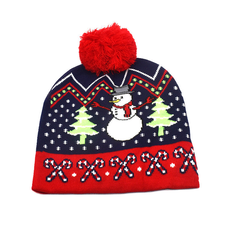 Wholesale Winter warm hat with fur ball Christmas elk knitted beanie