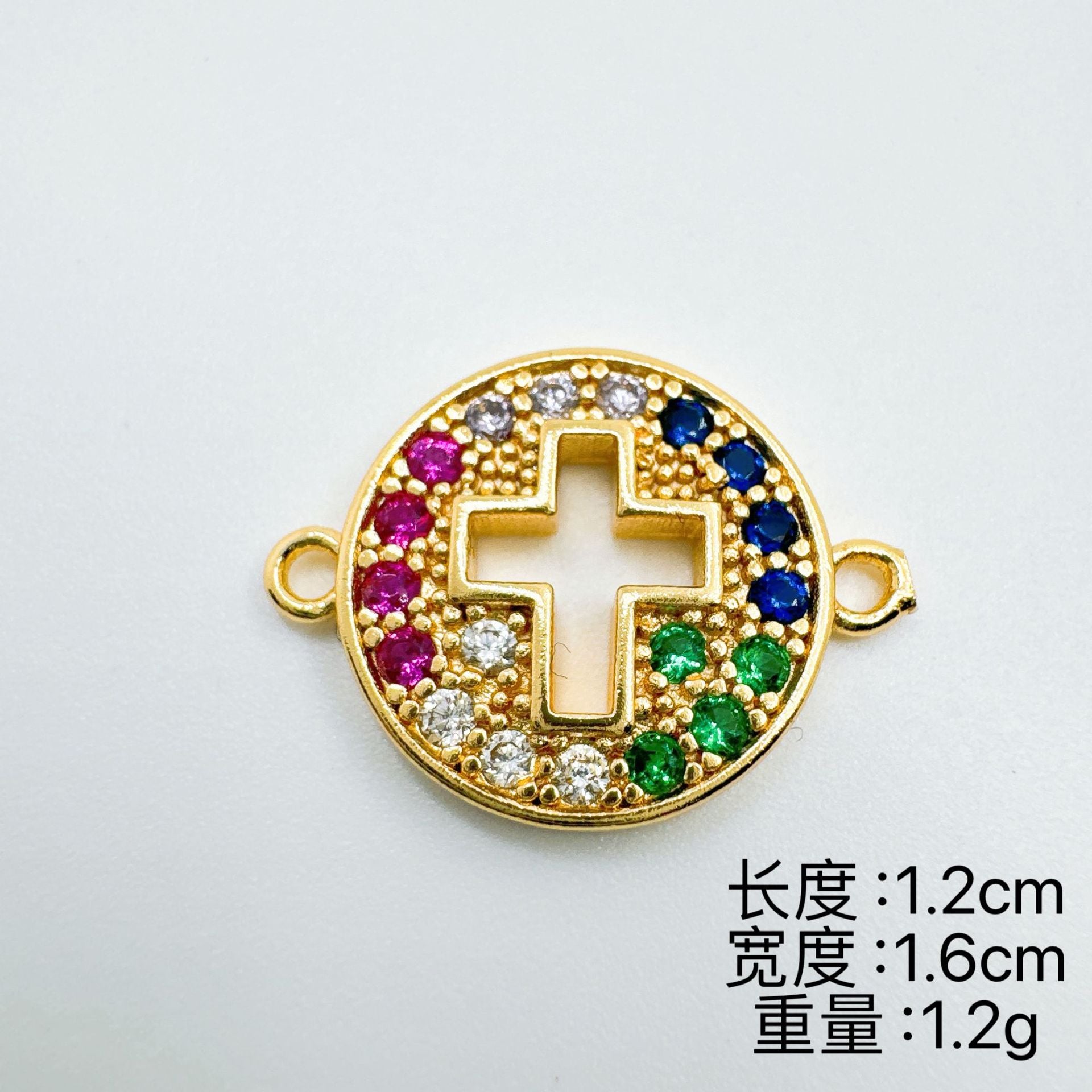Wholesale 18K Gold Plated Copper Cross Charm Bracelet with Micro Zircon Trendy DIY Jewelry Accessory