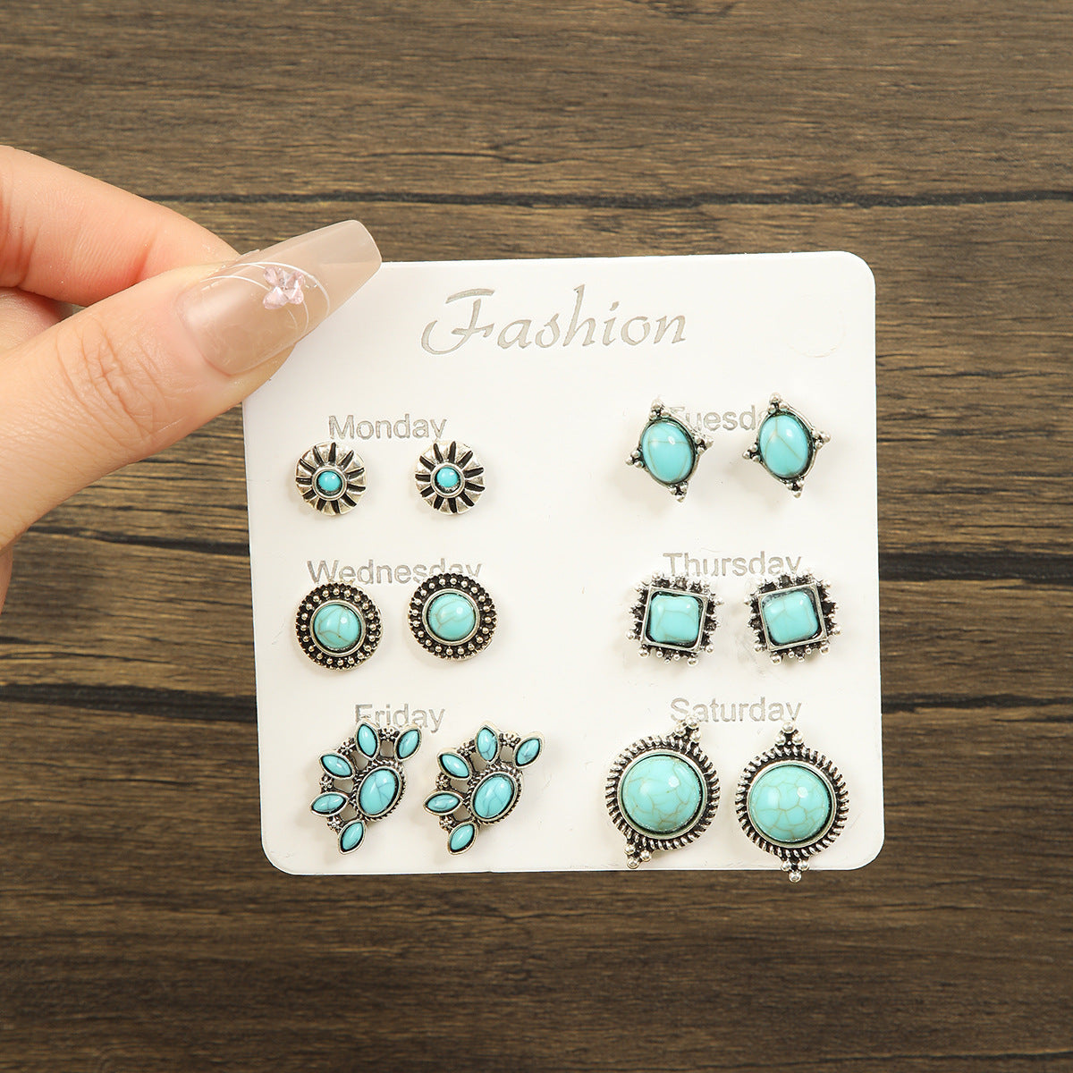 Wholesale geometric alloy multi-piece set earrings