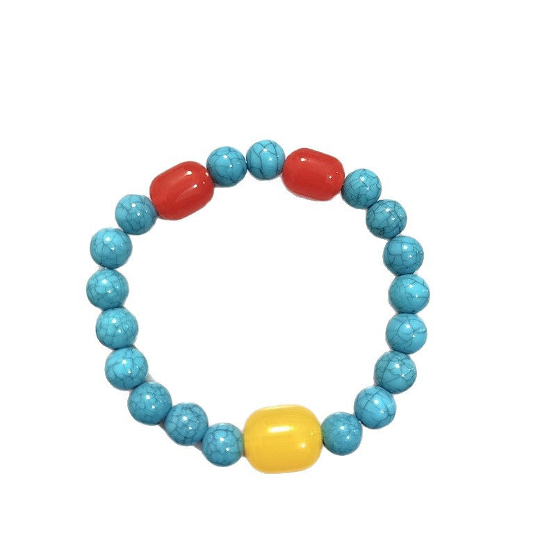 Wholesale Resin Turquoise Beaded Bracelet 108 Beads Handmade Unisex Gift for Travel Souvenir