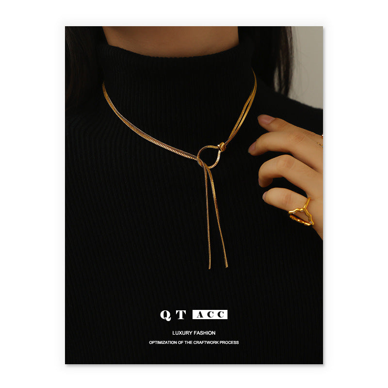 Wholesale Brass Plated 18K Real Gold Sweater Necklace