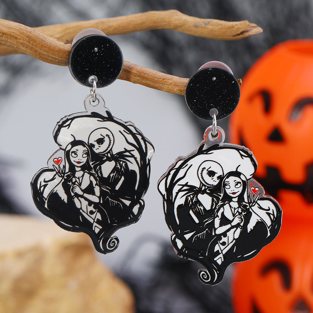 Wholesale Halloween Acrylic Nightmare Before Christmas Print Earrings ACC-ES-Haoc001