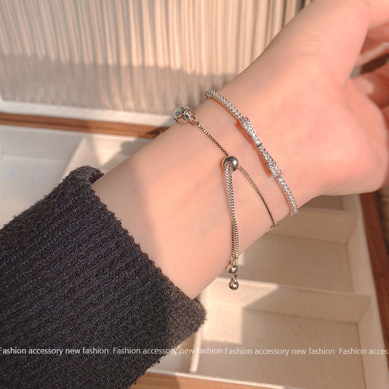 Wholesale Bow Butterfly Titanium Steel Diamond Bracelet Bow Bracelets Butterfly Bracelets ACC-BT-LvSha001