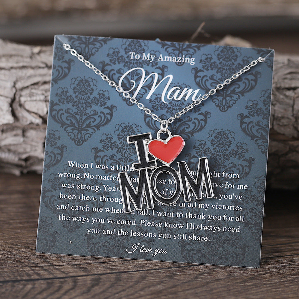 Wholesale mother's day father's day I love mom and dad pendant necklace