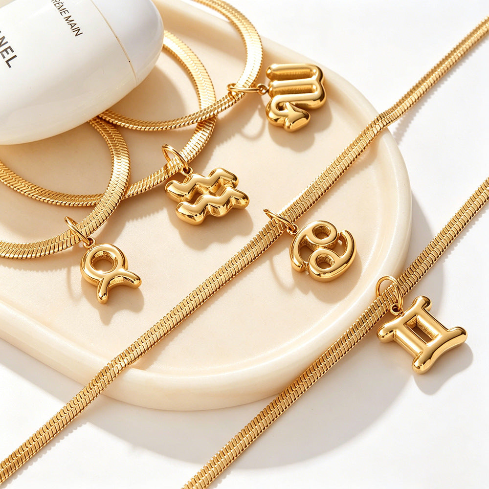 Wholesale Vintage Zodiac Stainless Steel Bracelet 18K Gold Plated Travel Souvenir Jewelry Accessory