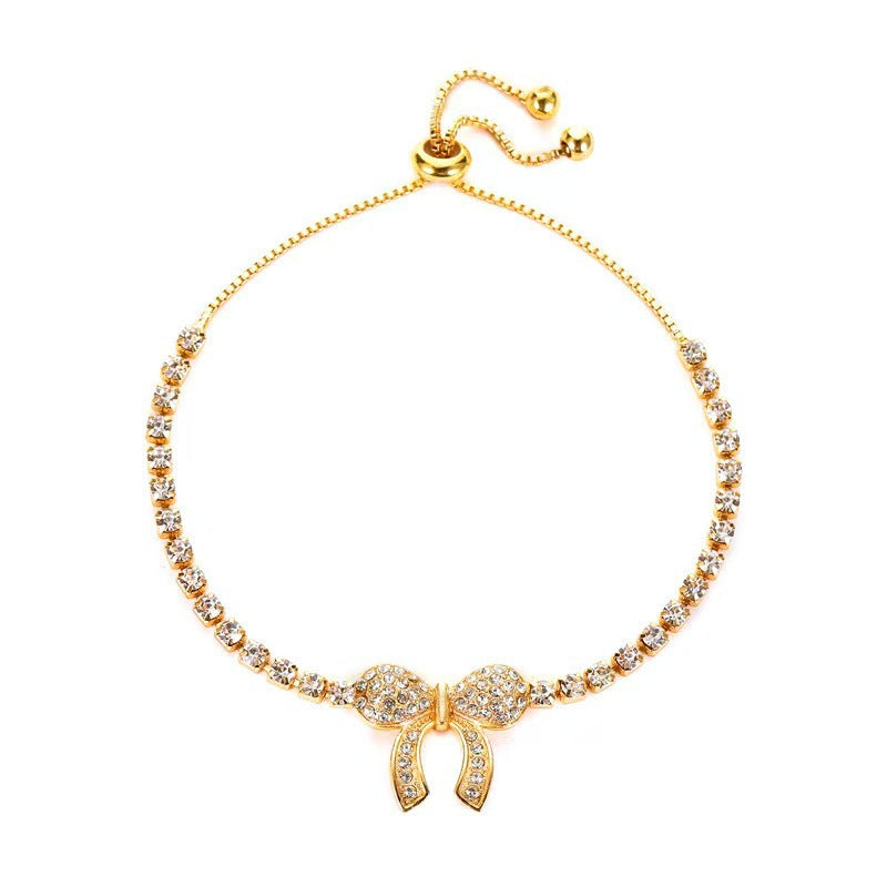 Wholesale Electroplated Alloy Bow Bracelet,  Adjustable,  Trendy Women' s Jewelry Gift
