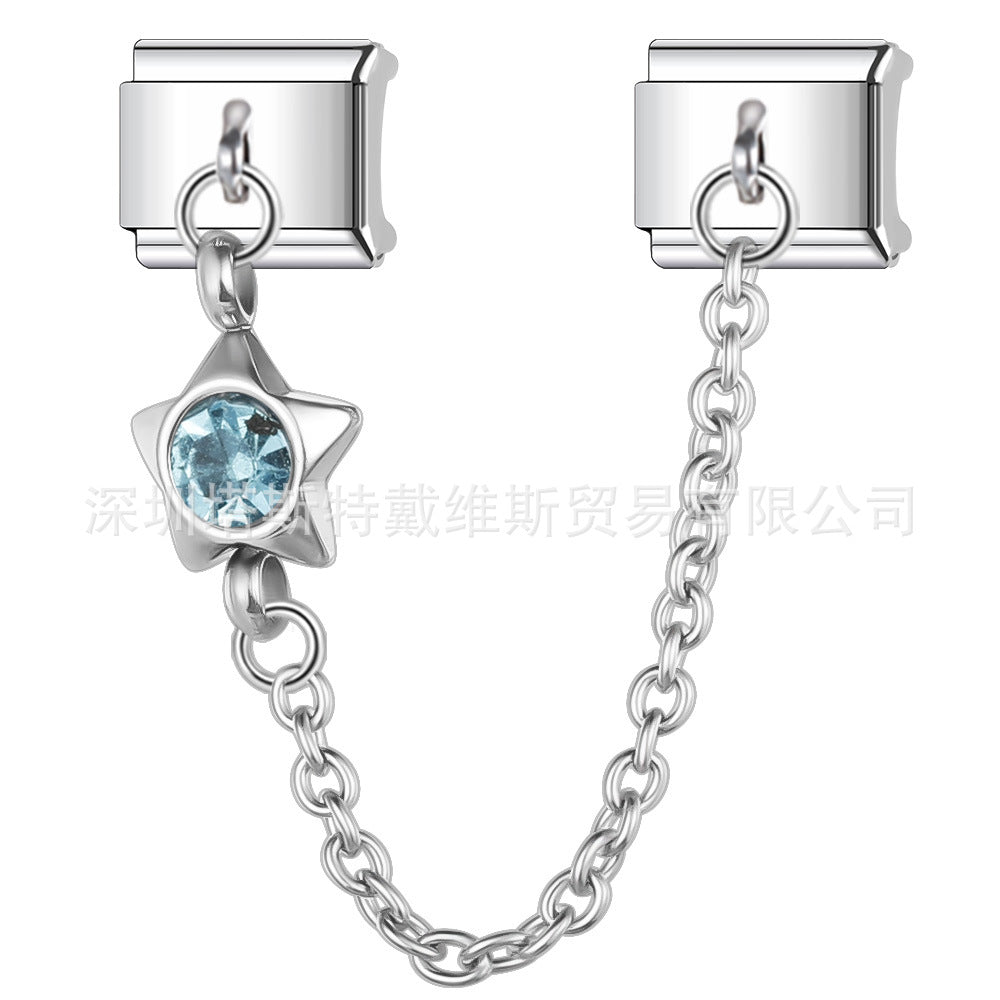 Wholesale Italian Modular Starry Sky Rhinestone Chain Bracelet,  Stainless Steel Electroplated,  Chic Jewelry Accessory for Everyday Wear