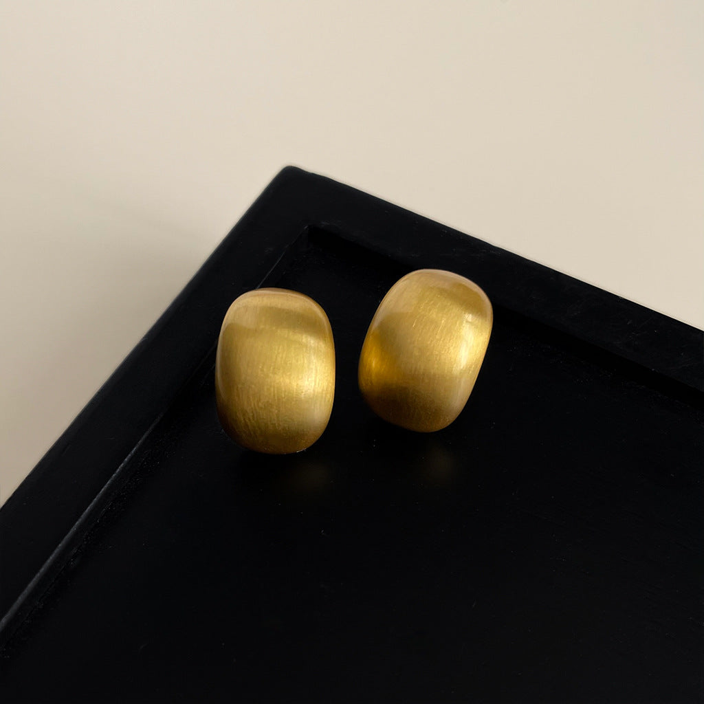 Wholesale  simple brushed frosted bean stud earrings