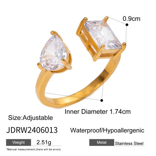 Wholesale 18k Gold Stainless Steel Zircon Opening Ring