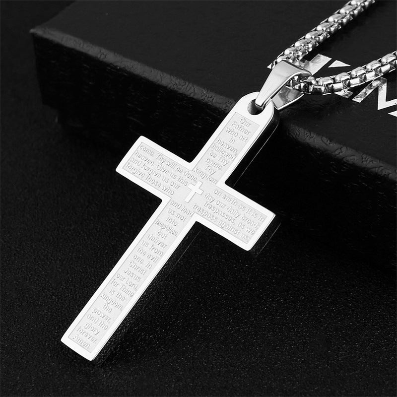 Wholesale Stainless Steel Cross Scripture Necklace