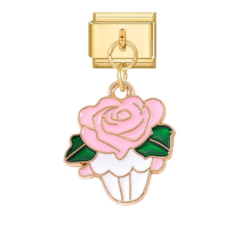 Wholesale Italian modular heart flower DIY bracelet pendant accessories