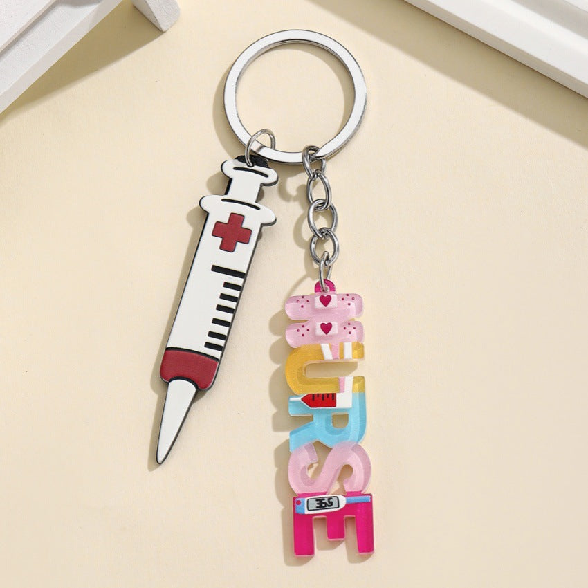 Wholesale  Acrylic Nurses Suit Needle Keychain
