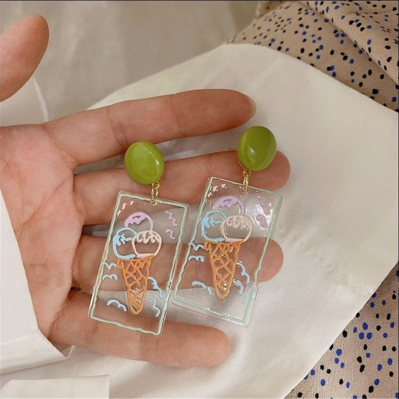 Wholesale Blue resin flower earrings