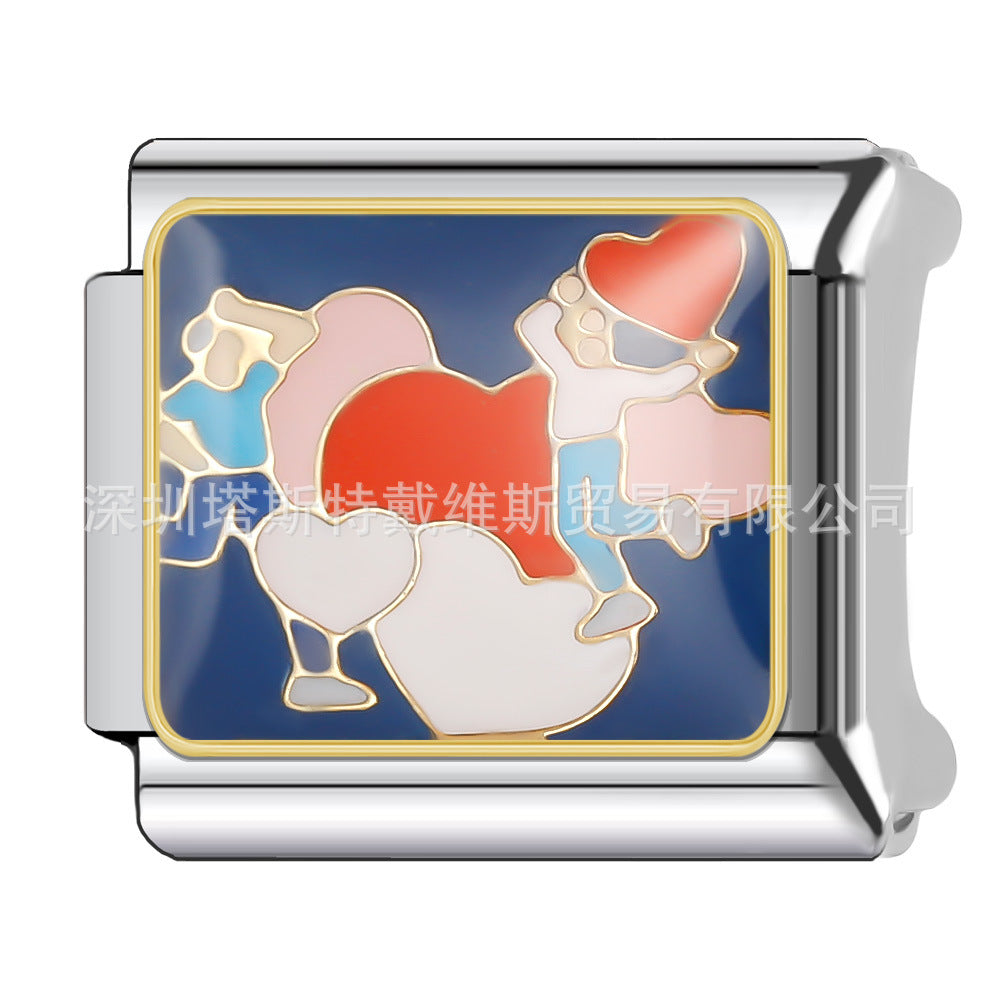 Wholesale 9mm Italian Charm Starter Bracelets DIY square Single Section Creative Stainless Steel Composable Bracelet
