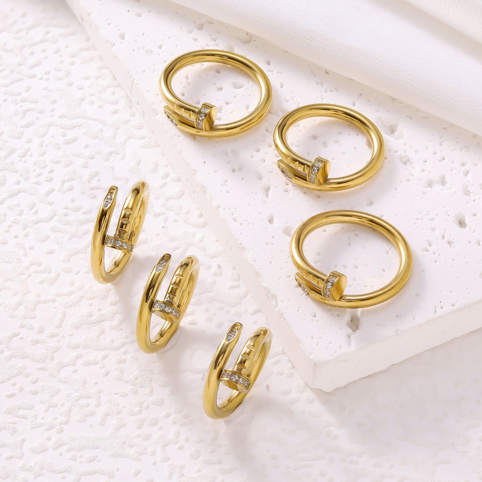 Wholesale Trendy Diamond Nail Couple Ring Everyday Fashion Accessory Gift