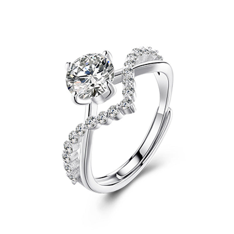 Wholesale Valentine's Day s925 Silver Crowned  Couple Ring