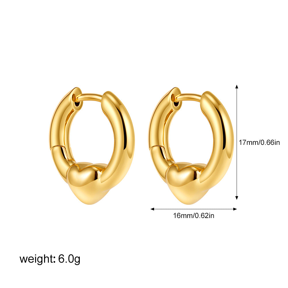 Wholesale Stainless Steel Two-color Gold-plated Silver Color Matching Love Earrings