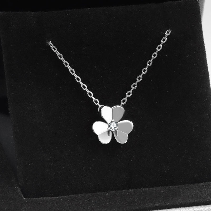 Wholesale S925 sterling silver clover polished necklace