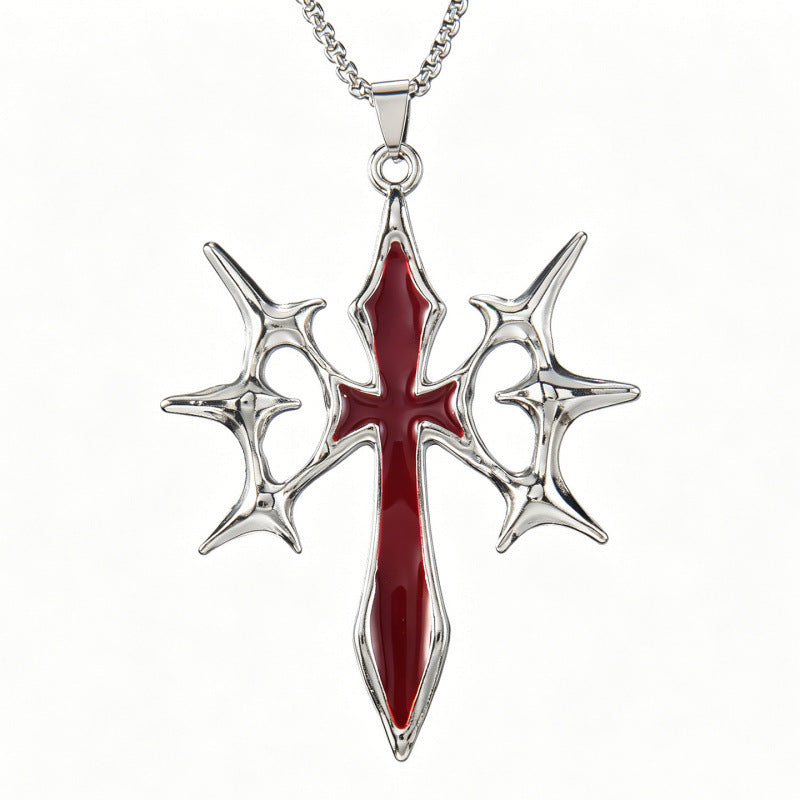 Wholesale Gothic Hip Hop Cross Necklace Silver Stainless Steel Men S Pendant Fashion Jewelry Gift