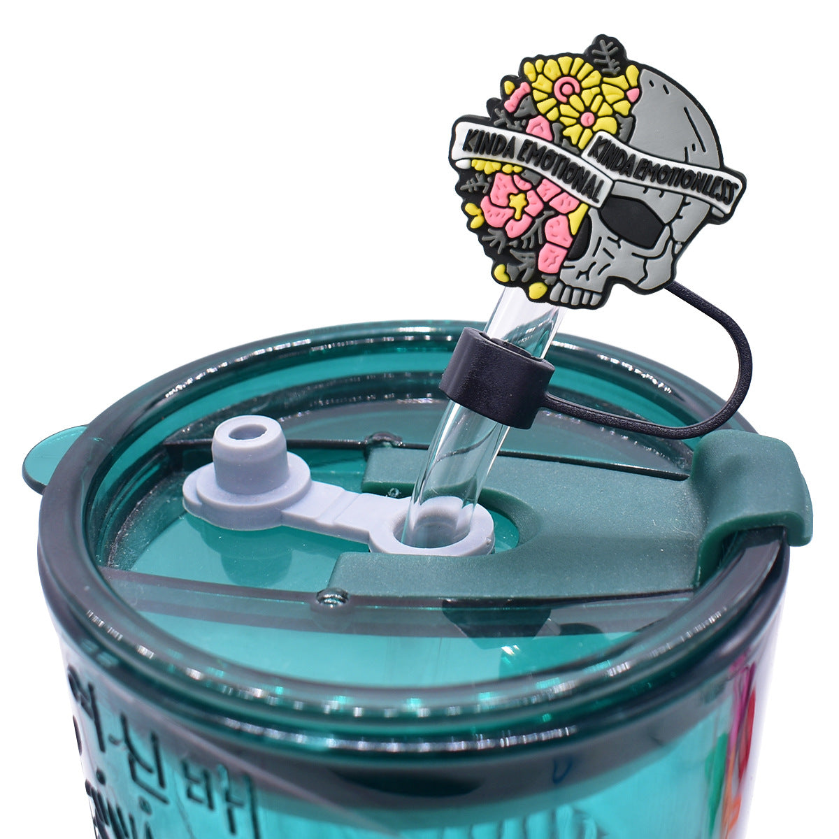 Wholesale Random 100pcs Halloween Skull 10mm PVC Soft Straw Tube Cap ACC-SCR-RYY075