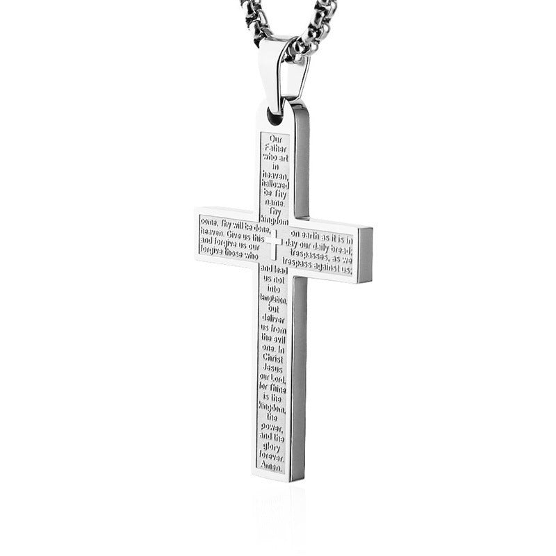 Wholesale Stainless Steel Cross Scripture Necklace