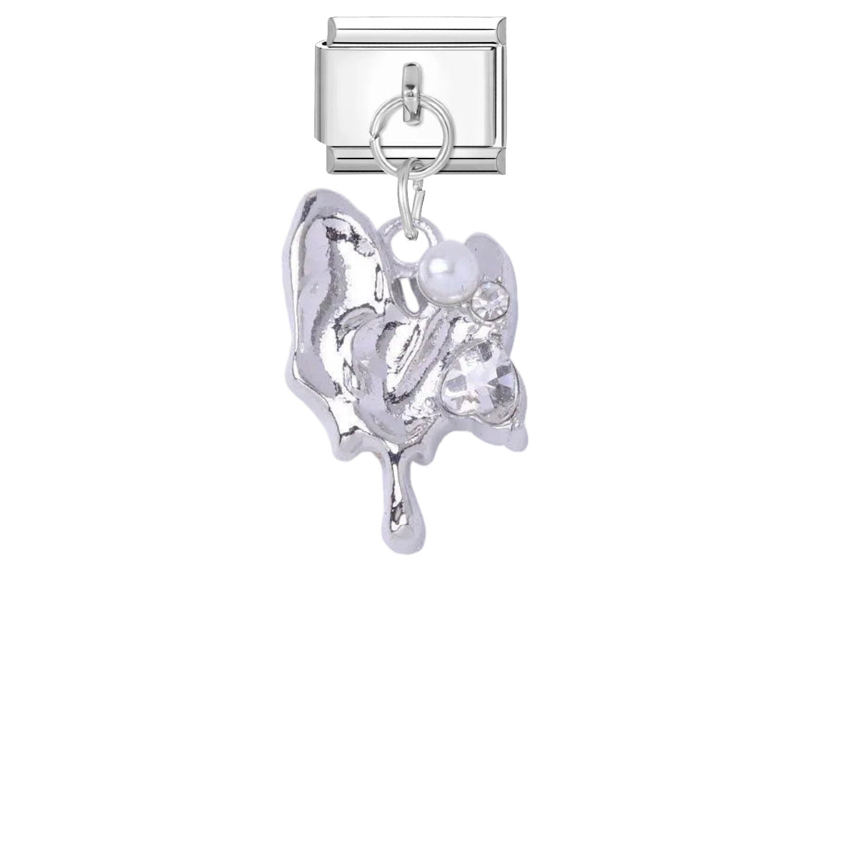 Wholesale Stylish DIY Charm Pendant for Bracelet Watch Strap - Titanium Steel Enamel Butterfly Cross Rhinestone Jewelry Accessory