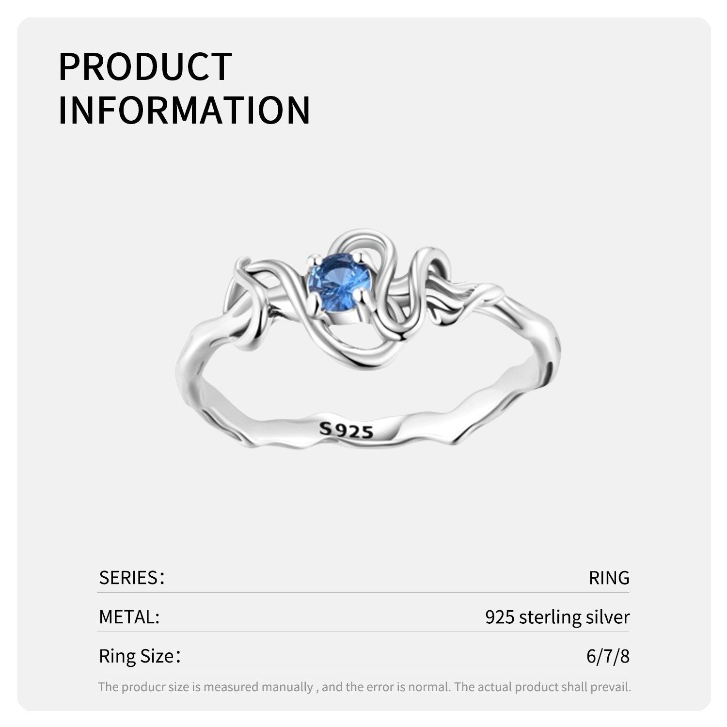 Wholesale S925 Sterling Silver Inlaid Blue Zirconium Snake Rings ACC-RS-MC028