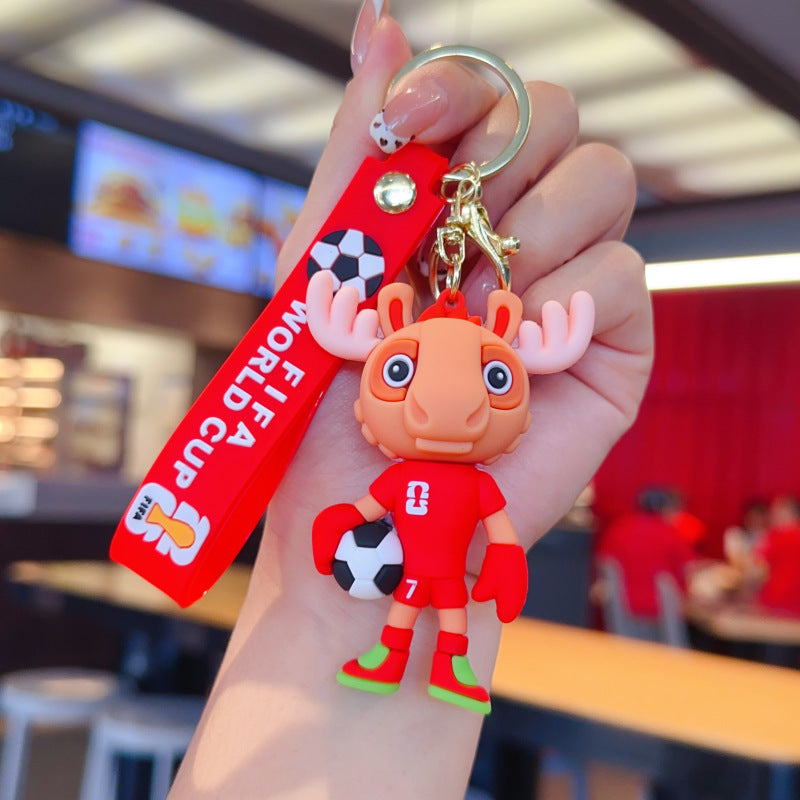 Wholesale PVC Cartoon World Cup Mascot Keychain Pendant Cute Doll Key Ring Car Key Accessory