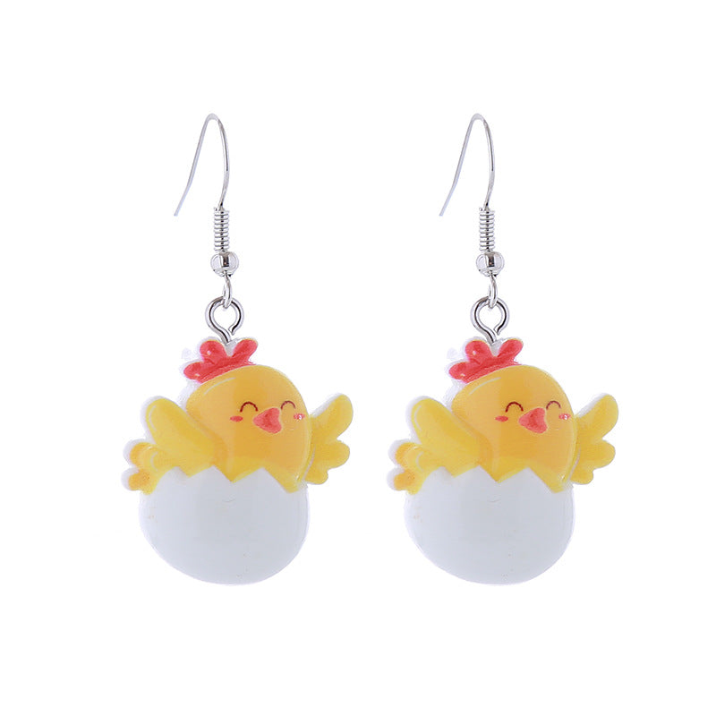Wholesale Easter Cartoon Bunny Carrot Egg Chick Plastic Earrings