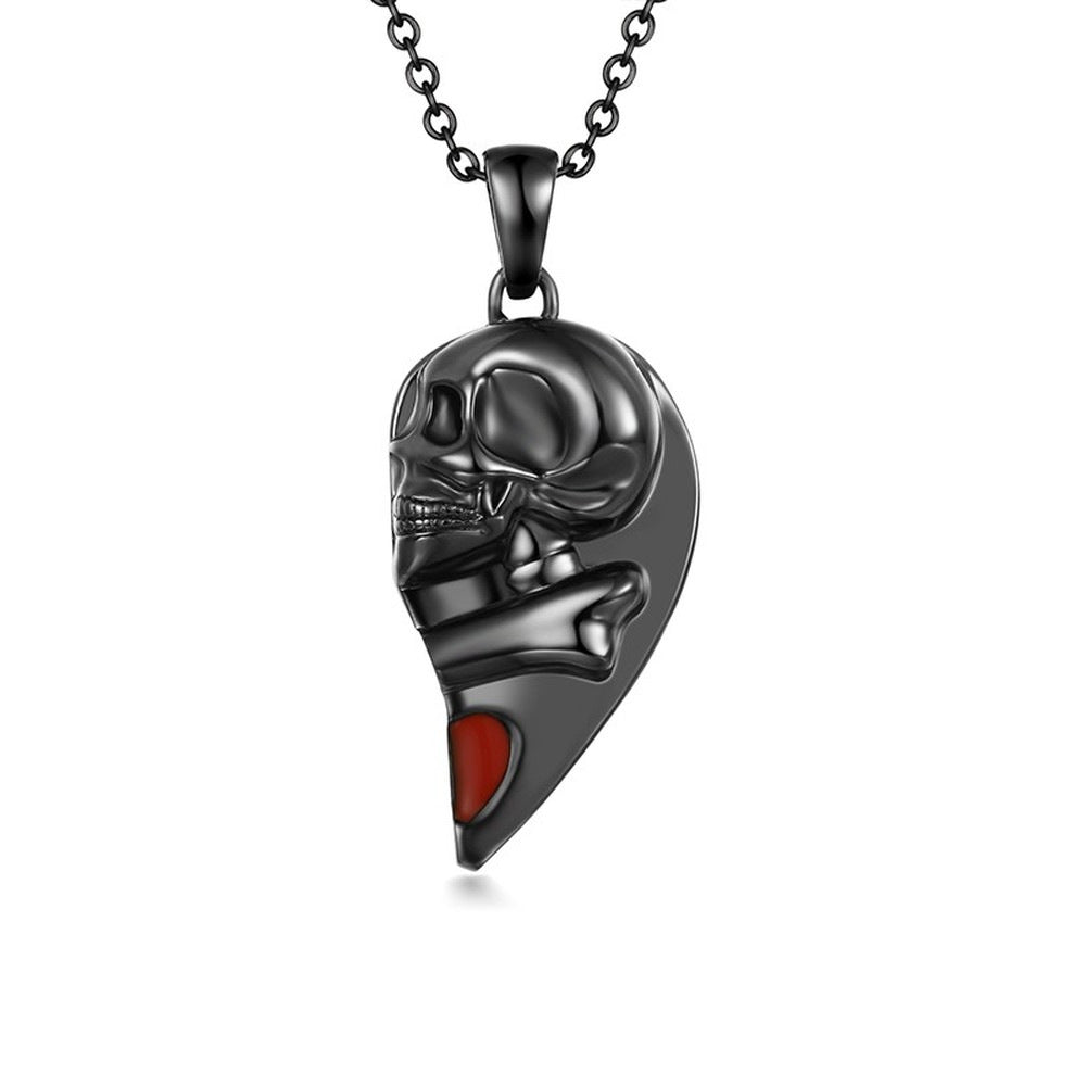 Wholesale Heart Shaped Punk Style Skull Red Love Magnetic Necklaces ACC-NE-XuanMo002