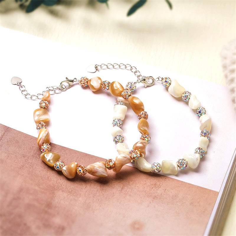 Wholesale White Shell Bead Bracelet Retro Irregular Heart Shape Handmade Unisex Wedding Gift Fashion Accessory