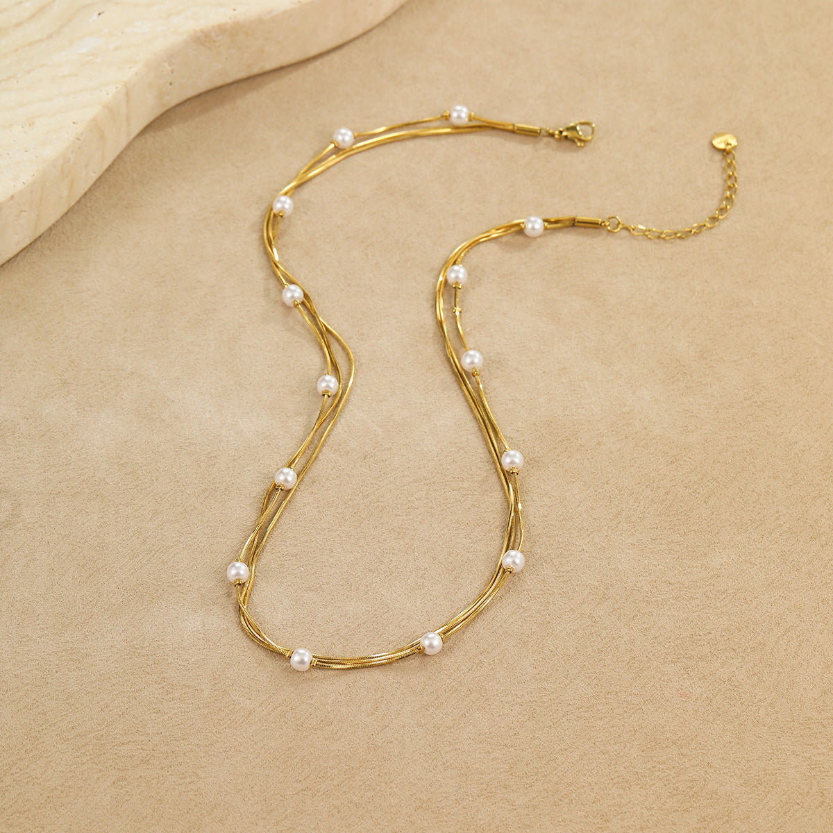 Wholesale Vintage Pearl Multi-layered Stainless Steel Necklace