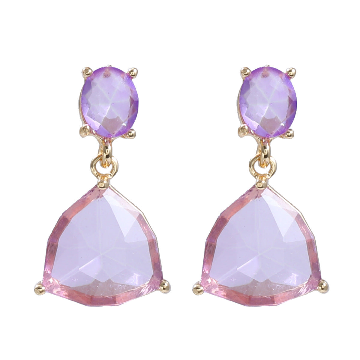 Wholesale Colored Diamond Earrings Triangle Earrings Alloy Earrings  ACC-ES-JL008