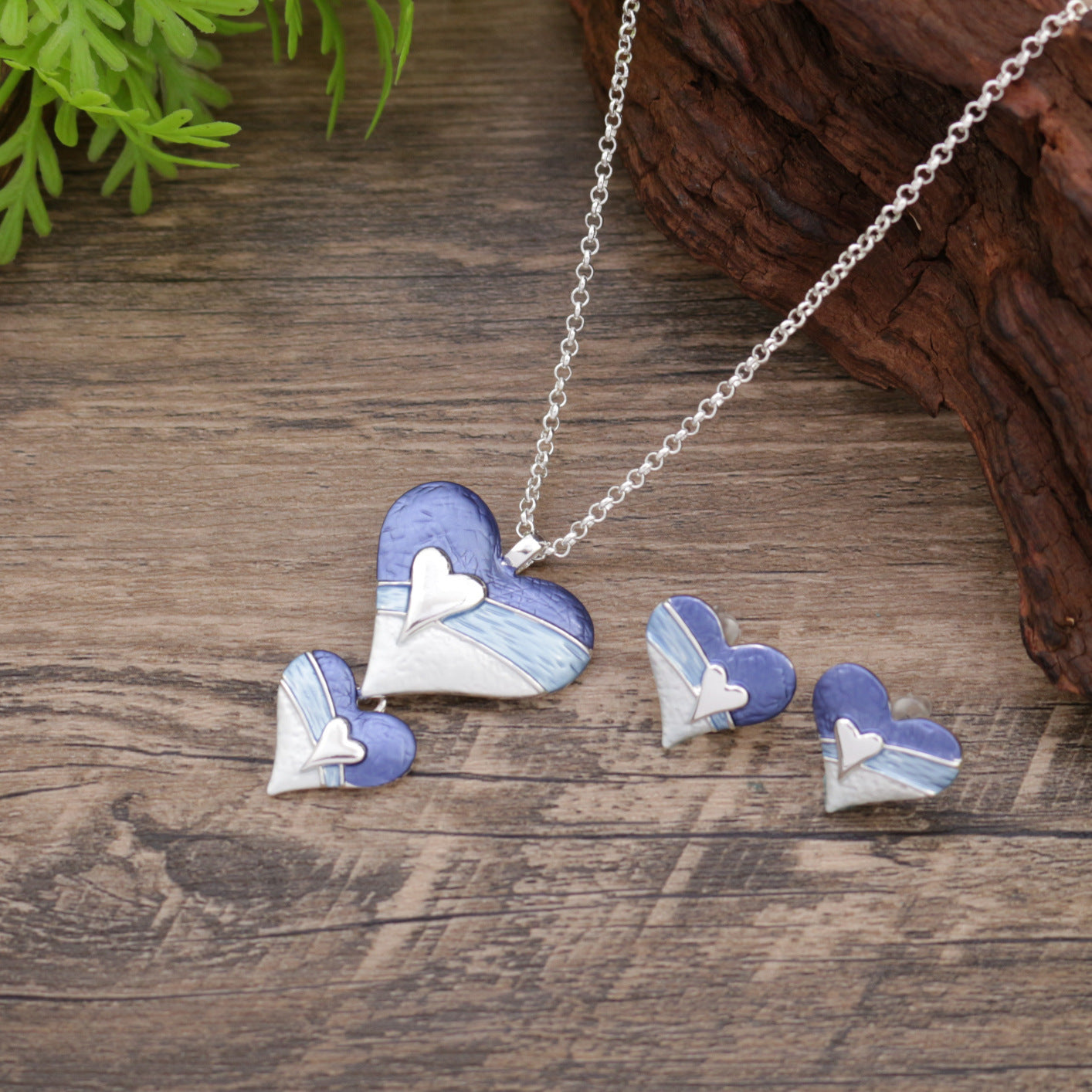 Wholesale  Enamel Love Earrings Necklace suit