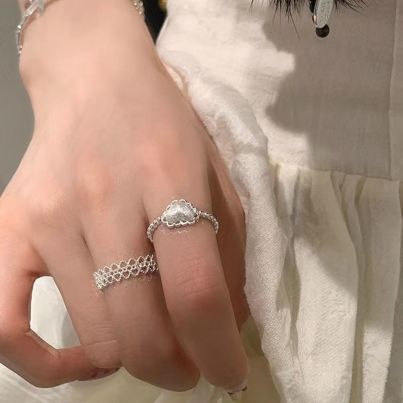 Wholesale Stylish Hollow Lace Heart Adjustable Ring Fashion Alloy Jewelry Accessory For Boutique Resale