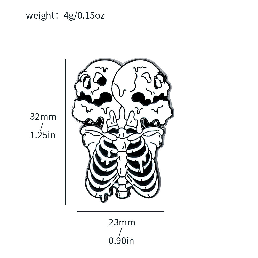 Wholesale  horror element hollow skull mask lily gold drop oil badge decoration