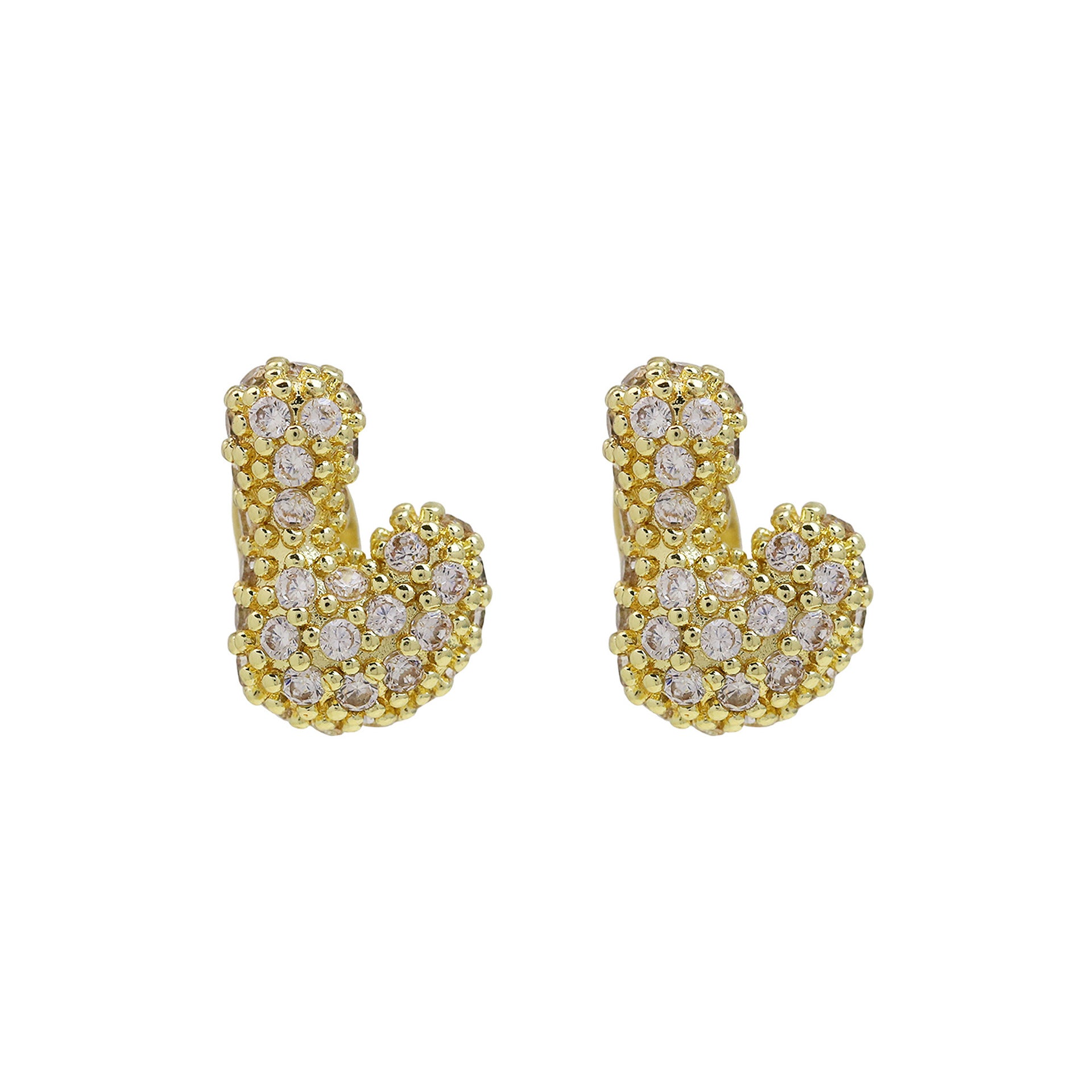 Wholesale 18k Brass Balloon Bubble Zircon small size 26 English Cute Letter Earrings