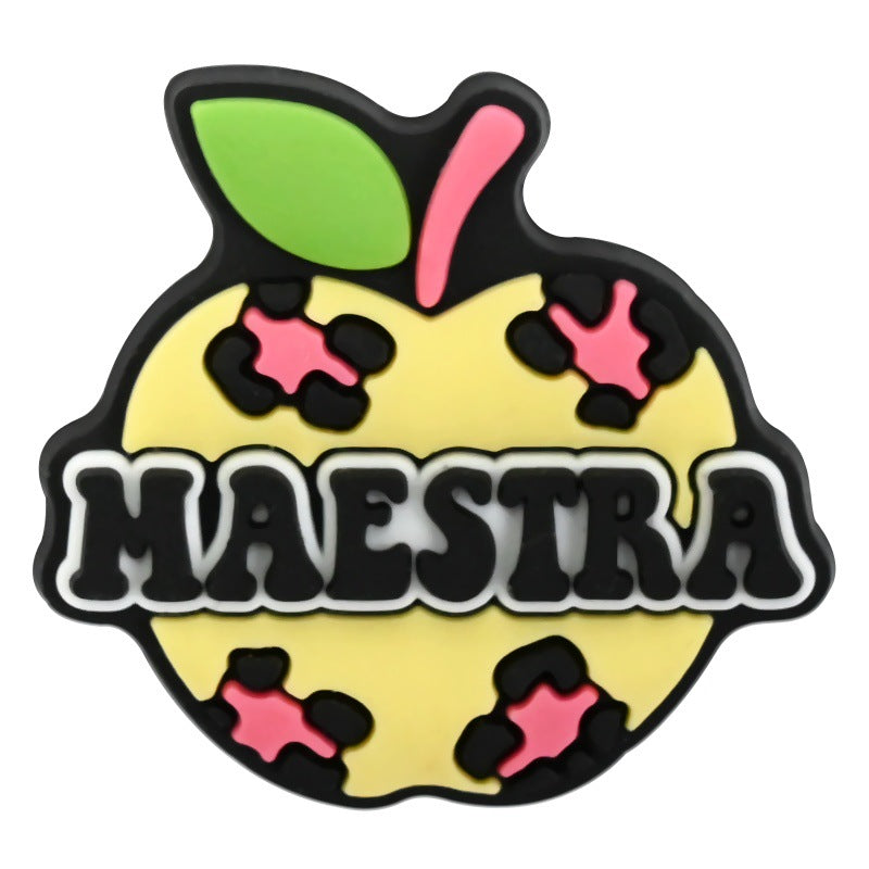 Wholesale  Random 100pcs e-commerce Spanish teacher series  PVC Soft Rubber Shoe Buckle Decoration