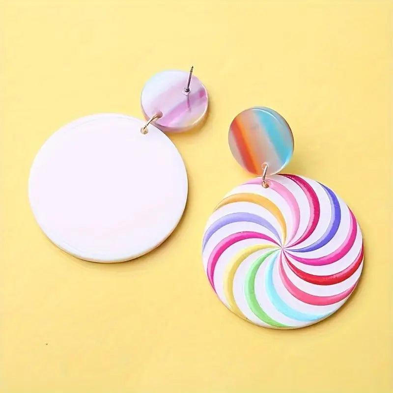 Wholesale  Candy Cute Earrings Colorful Round Lollipop Pattern Earrings