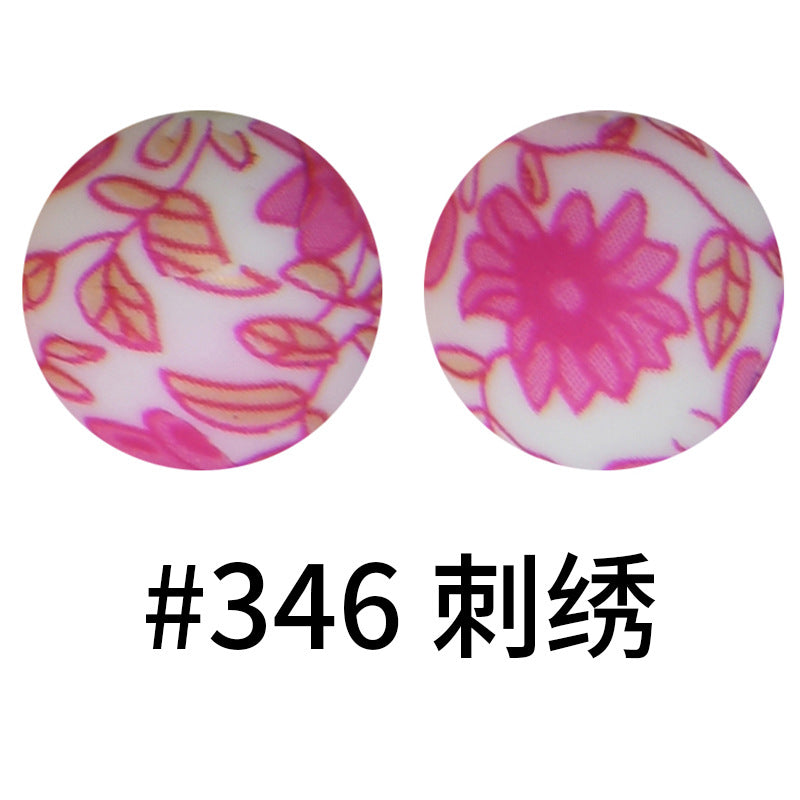 Wholesale 50pcs 15mm Western Style Leopard Skull Color Aztec Printed Silicone Balls Beads ACC-BDS-HeSheng004