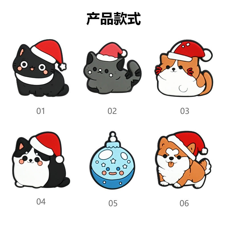 Wholesale Random 100pcs Cute Little Animal Christmas Series PVC Soft Rubber Shoe Buckle Decoration ACC-SC-RYY069