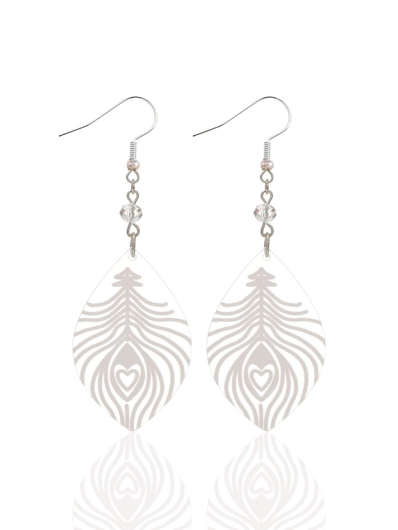 Wholesale Transparent Acrylic Skull Love White Printed Earrings