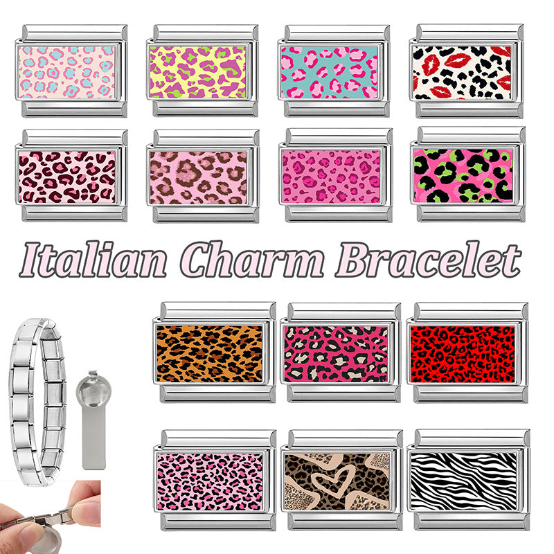 Wholesale Stainless Steel DIY Modular Bracelet Leopard Pattern Jewelry Accessory